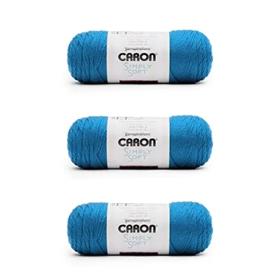 Image de Caron Simply Soft Lot de 3 paquets 170 g fil acrylique Bleu cobalt 4 moyens (peignés) 300 m
