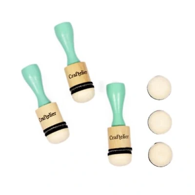 Image de Craftelier Mini Outils de Mélange d&#039;Encre pour Scrapbooking et autres Travaux Créatifs Comprend 3 à Poignées + 6 Tampons Ronds en Mousse Interchangeables 20 mm Diamètre