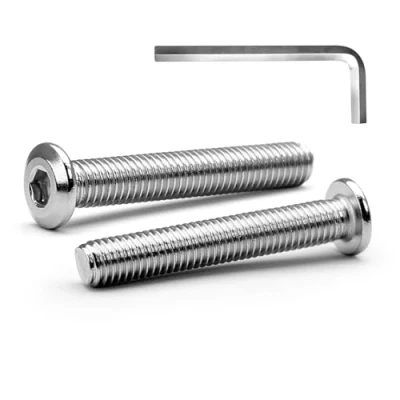 Image de MINHER M8 x 50mm 20Pcs Tête Plate Vis D’assemblage à Six Pans Creux, Acier Inoxydable A2 V2A, Boulons de Meubles, Filetage Complet (Avec Clé Hexagonale)