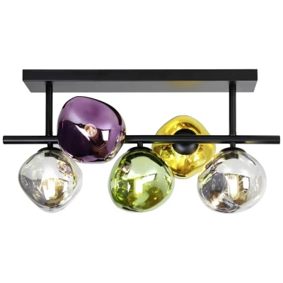 Image de Eco Light Plafonnier Canopus, multicolore, à 5 lampes, verre, E14