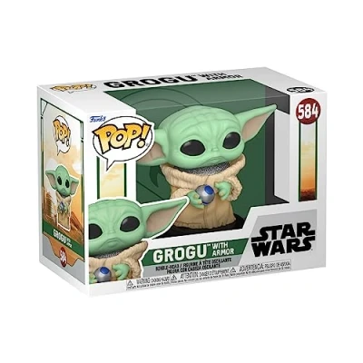 Image de Funko Pop! Star Wars: BoBF Grogu (The Child, Baby Yoda) (Grogu Yoda), with Armor The Book of Boba Fett Figurine en Vinyle à Collectionner TV Fans