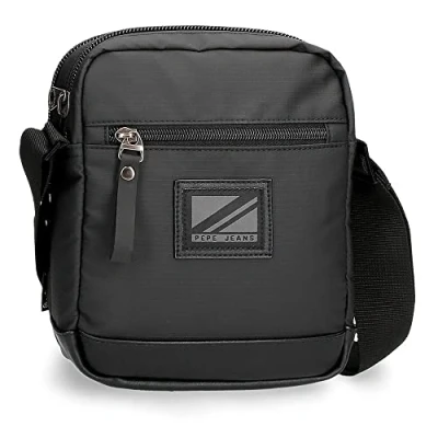 Image de Pepe Jeans Straps Sac à Bandoulière Deux Compartiments Noir 17x22x7,5 cm Polyester avec détails en Cuir Synthétique