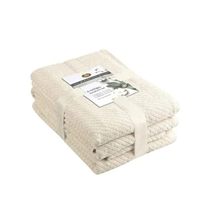 Image de Gözze Set Serviette Éponge, 2 serviettes (50 x 100 cm), de douche (70 140 cm) et pour invités (30 50 100% Coton, 480 g/m² Crème