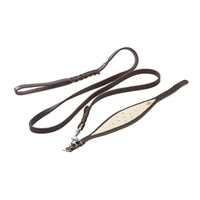 Image de Dingo Dognome S10030 Collier en Cuir Souple pour lévrier Whippet L + Laisse