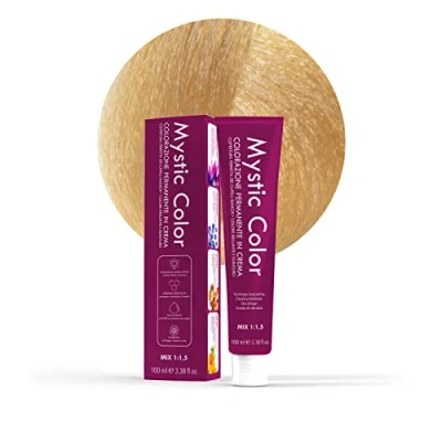 Image de Mystic Color, Coloration Cheveux, Formule Enrichie en Huile d&#039;Argan et Calendula, Crème Colorante Permanente Longue Durée, Blond Platine Doré 10.3, 100 ml