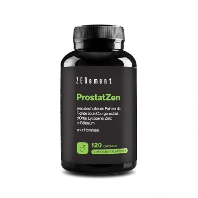 Image de ProstatZen avec Huiles de Saw Palmetto et Courge, Extrait d&#039;Ortie, Lycopène, Zinc Sélénium Formule Synergique pour le Bien Être Masculin 120 Capsules Zenement