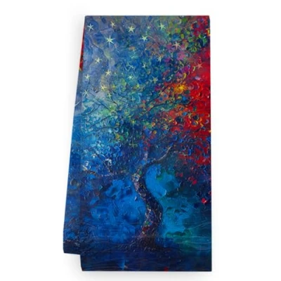 Image de Torchon Cuisine Étoile Rouge Et Bleue Serviette Main Absorbant Vaisselle Lavable Torchons de Réutilisables Petite Essuie (40x60cm)