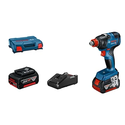 Image de Bosch Professional Visseuse à chocs sans fil GDX 18V 200 System (couple max. Nm, avec 2 batteries 4 Ah GBA 18V, chargeur rapide GAL 40, dans L Case)