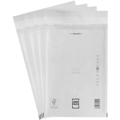 Image de LOGIC PACK Lot de 100 Enveloppe Bulle enveloppes matelassées F6 240 x 350 mm protection pour expédition, blanches autocollantes, le format DIN A4