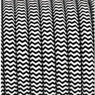 Image de 10 mètres 2 fils Câble textile fil électrique tissu rond 2x0,75 2G0,75 zèbré tigré noir et blanc 40