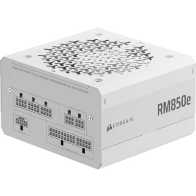 Image de CORSAIR RM850e (2025) Alimentation ATX Entièrement Modulaire à Faible Bruit avec Câble 12V 2x6 Compatible 3.1 et PCIe 5.1, Efficacité Cybenetics Gold, Condensateurs Résistants 105C Blanc