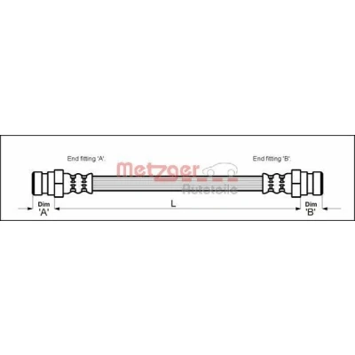 Image de METZGER 4111682 Flexible De Frein 243 F10 x 1 VOLKSWAGEN: Coccinelle, Kaefer Cabriolet, TRANSPORTER 2 Bus, PORSCHE: 914 Targa