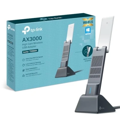 Image de TP Link Clé WiFi 6 Puissante AX3000 à gain élevé Archer TX50UH, Adaptateur Réseau sans Fil avec 2,4 GHz, 5 Antennes doubles élevé, WPA3, Windows 11/10