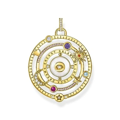 Image de Thomas Sabo Femme Pendentif Demi sphère avec œil Pierres Multicolores plaqué Or Doré Jaune 18 Carats, Émail À Froid, Argent Sterling 925 PE957 565 7