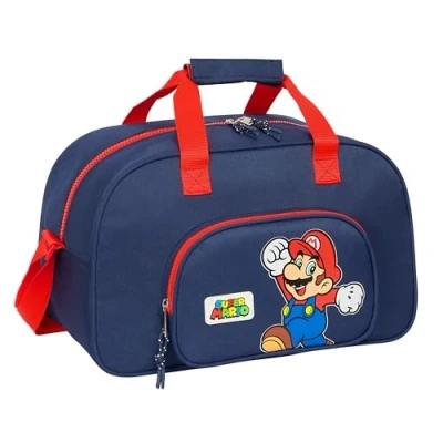 Image de Super Mario World Sac de Sport, idéal pour Les Enfants différents âges, Confortable et Polyvalent, qualité résistance, 40 x 23 24 cm, Bleu Marine, Estándar, Décontracté