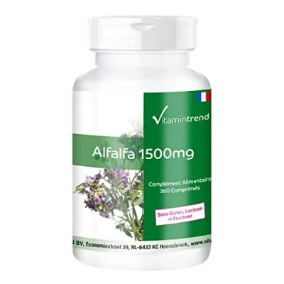 Image de Alfalfa 1500mg Luzerne 360 comprimés ! POUR 4 MOIS Végan Flacon avantageux