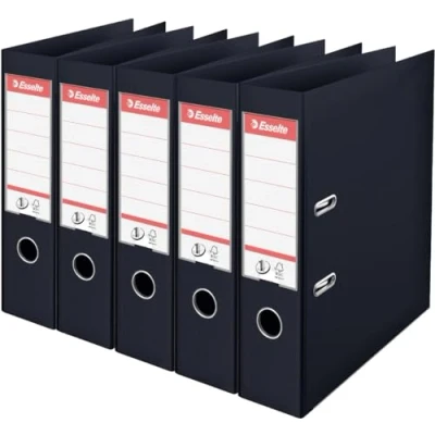 Image de Esselte, N1 Power, Pack de 5 Classeurs à levier, Noir, Dos 75mm, A4, PP, 162570