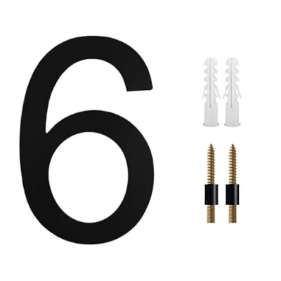 Image de WANGSHAOWEI Numéro Maison de extérieur 8 Pouces 20 cm Lettres # 0 9 Grande Porte Alphabet numéros adresse Plaque Signes la Numero Design(Black 6)