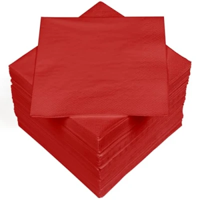 Image de HEKU 30241 13 : Lot de 100 serviettes en papier monochromes triple épaisseur, 33 x cm, rouge