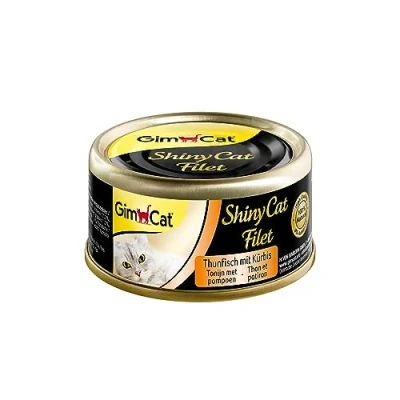 Image de GimCat ShinyCat filet Thon au potiron Aliment pour chats à base de juteux sans sucre ajouté adultes 24 boîtes (24 70 g)