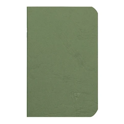 Image de Clairefontaine 734163C Collection Age Bag Un Carnet Agrafé Vert 9x14 cm 96 Pages Lignées Papier Blanc 90 g Couverture Carte Lustrée Grain Cuir