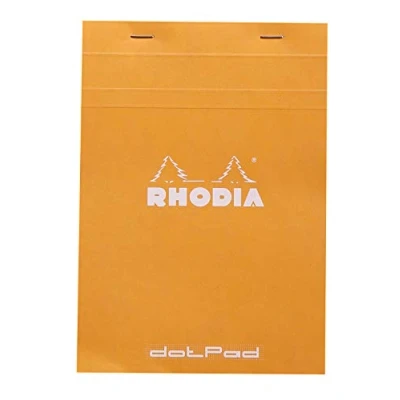 Image de RHODIA 16558C Bloc Notes Agrafé dotPad N16 Orange A5 14,8 x 21 cm Pointillés Dot 80 Feuillets Détachables Papier Clairefontaine Blanc g/m² Carte Enduite Souple