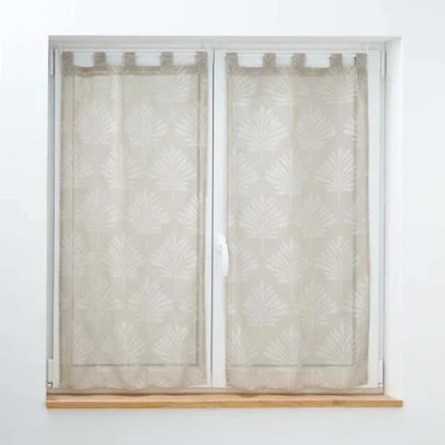 Image de douceur d&#039;intérieur, Paire de Voilages à Passants (2 x 60 160 cm) Levita Taupe, Voile Tissé Appliqué