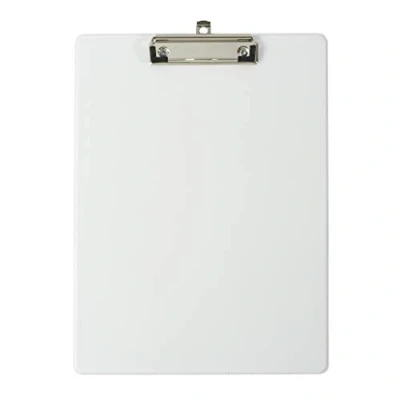 Image de Exacompta Réf. 19296E Porte bloc à pince avec pochette plastique sur le dos Système d&#039;accroche mural Dimensions : 23 cm x 32 pour document format A4 Coloris blanc