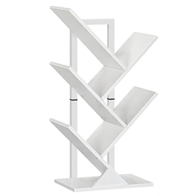 Image de HOOBRO Bibliothèque d&#039;arbre, au Sol à 4 Niveaux, de Bureau Domicile, pour Le Stockage Livres, CD, Robuste et Stable, Adaptée Salon, Blanc EWT04SJ01G1