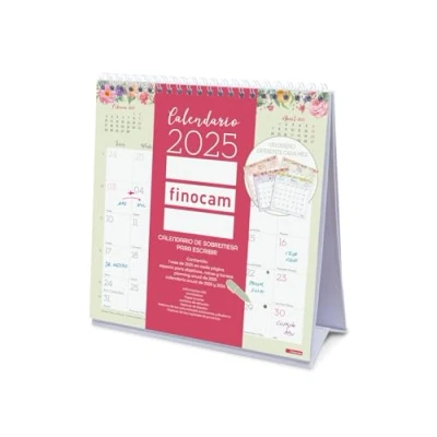 Image de Finocam Calendrier design de bureau 2025, vue mois janvier 2025 décembre (12 mois) espagnol