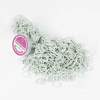Image de JASVERLIN Lot de 1 000 petits élastiques en caoutchouc blanc pour cheveux, à cheveux queue cheval filles, bébés et femmes, 1,27 cm