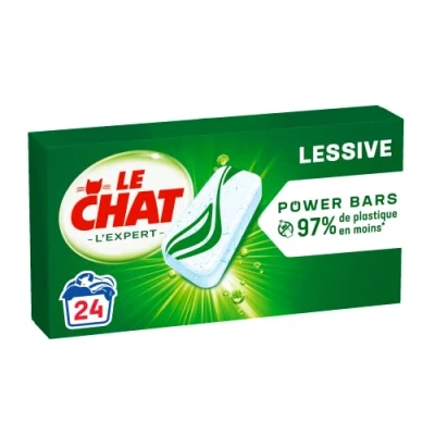 Image de Le Chat L&#039;Expert Power Bars 24 doses (24 Lavages) La Lessive dernière génération Poudre compactée