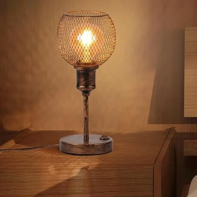 Image de TWSXTE E27 Rétro lampe de table LED Veilleuse décorative chevet vintage à Lecture avec Interrupteur (Sans ampoule)