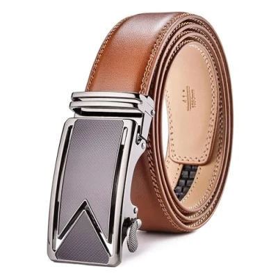 Image de Nelbons ceinture à cliquet pour hommes, boucle automatique largeur 35 mm,1 3/8&quot;, taille ajustable