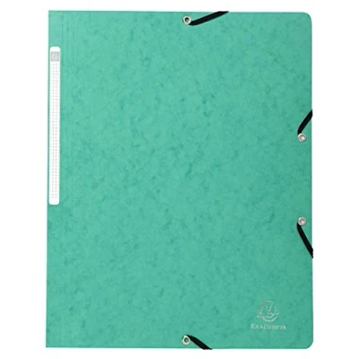 Image de Exacompta Réf. 55413E Paquet de 10 chemises à élastiques sans rabat pochettes en carte lustrée 355 g/m² dimensions 24 x 32 cm pour documents au format A4 couleur vert