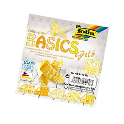 Image de Folia feuilles pour pliage Basics, 80 g/m², 50 assorties, avec 5 motifs différents