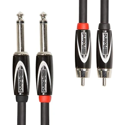 Image de Câble double d’interconnexion gamme Black Roland Connecteurs jack 1/4 de pouce vers RCA, 3 m RCC 10 2R28