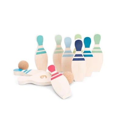 Image de BS Toys Jeu De Quilles en Bois Jouet D&#039;Extérieur Et D&#039;Intérieur Favorise Travail D&#039;Équipe Reconnaissance Motifs pour Enfants 3 Ans Plus 2 4 Joueurs