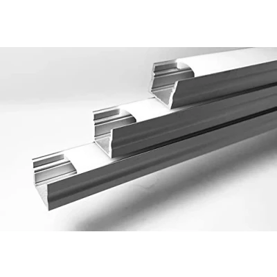 Image de Litner Profilé en aluminium pour LED, canal on diffuseur opaque PACK 6 mètres avec support de montage U, bouchons d&#039;extrémité, barre dissipateur bandes 2 m,