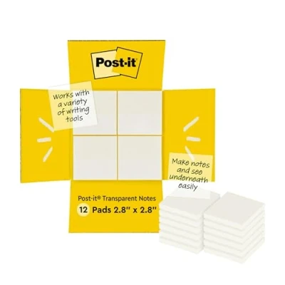 Image de Post it Notes Transparentes, 12 blocs, 36 Feuilles par Bloc, 73 mm x mm, Translucide Repositionnables Pour les Étudiants, prendre des dans Manuels Scolaires