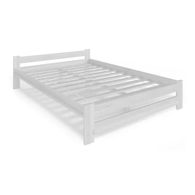 Image de lit en bois 120 x 200 cm avec sommier à lattes, moderne, cadre de double pin massif, classique, confortable et durable, style scandinave, bohème, maison campagne, tête plate blanche