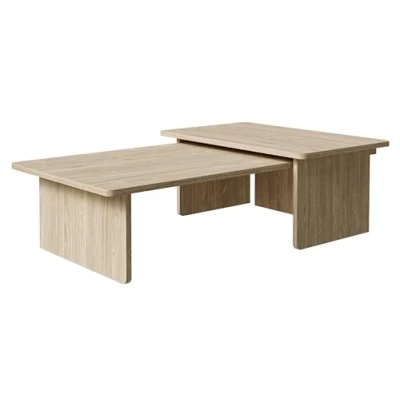 Image de Set de 2 tables basses USALO 140x90 / 90x55 cm aspect bois clair