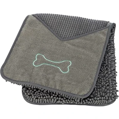 Image de Serviette avec Pochettes p. Les Mains, Microfibre, 78 x 32 cm, Gris