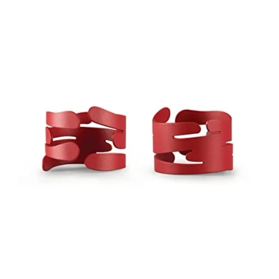 Image de Alessi Barkring BM17S2 R Lot de Deux Porte Serviettes Design avec Décoration d&#039;Inspiration Naturelle, en Acier Coloré à la Résine Epoxy, Rouge