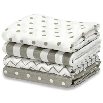 Image de Cuddlebug Langes Coton Bébé Couverture 5 Couleurs Émmaillotage Mousseline de Lavable Cadeau Naissance Fille et Garçon Taches rayures