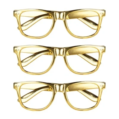 Image de Boland 02627 Lot de 3 lunettes fête dorées sans vue Rappeur, Star, accessoire à thème, carnaval