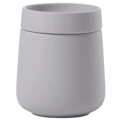 Image de ZONE DENMARK Nova One boîte de rangement avec couvercle, en céramique pour ranger les ustensiles bain comme cotons tiges &amp; bâtonnets d&#039;ouate, diam. 8,4 cm, hauteur 10 cm