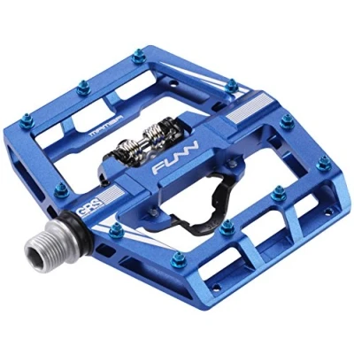 Image de Funn Mamba Pédales VTT à Enclenchement, Clip Simple Face, Compatibles avec Les Cales SPD, de Vélo Axe en CrMo 9/16 Pouces pour VTT/BMX/Cyclisme Gravel (Bleu)