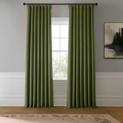 Image de HPD Half Price Drapes Rideaux occultants en Faux Lin 213,4 cm de Long Luxe pour Chambre à Coucher et Salon (1 Panneau), 127 x 213 (l L), Vert Toscane