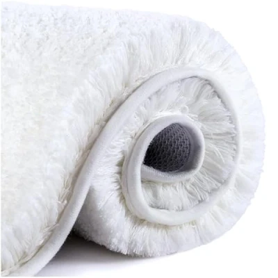 Image de VANZAVANZU Tapis de Bain Antidérapant Salle Épaissi Sortie Douche Absorbant Sol Ultra Doux en Microfibre, Séchage Rapide, Lavable Machine 40 x 60cm (Blanc)